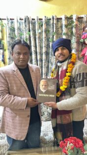 लालकुआं में भाजपा युवा मोर्चा अध्यक्ष धीरज भट्ट और सांसद प्रतिनिधि लक्ष्मण खाती की मुलाकात